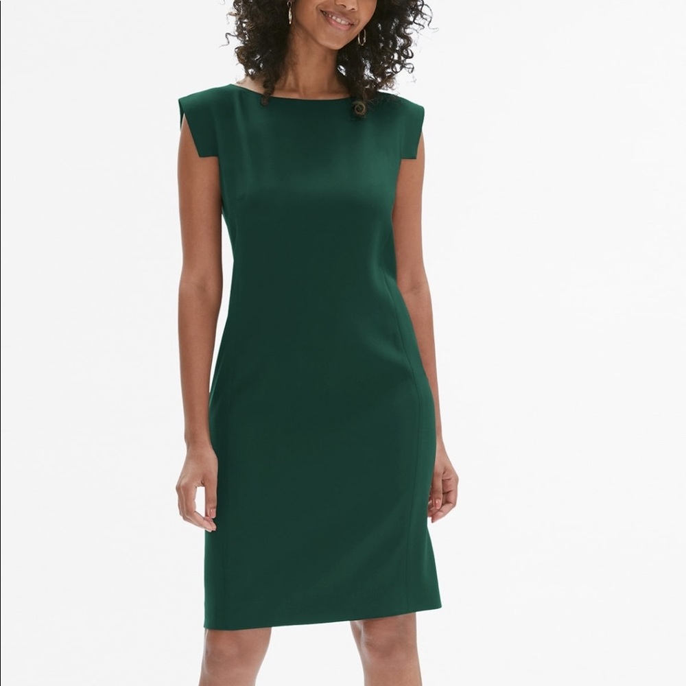 MM.LaFleur Emerald Green Cap-Sleeve Sheath Dress